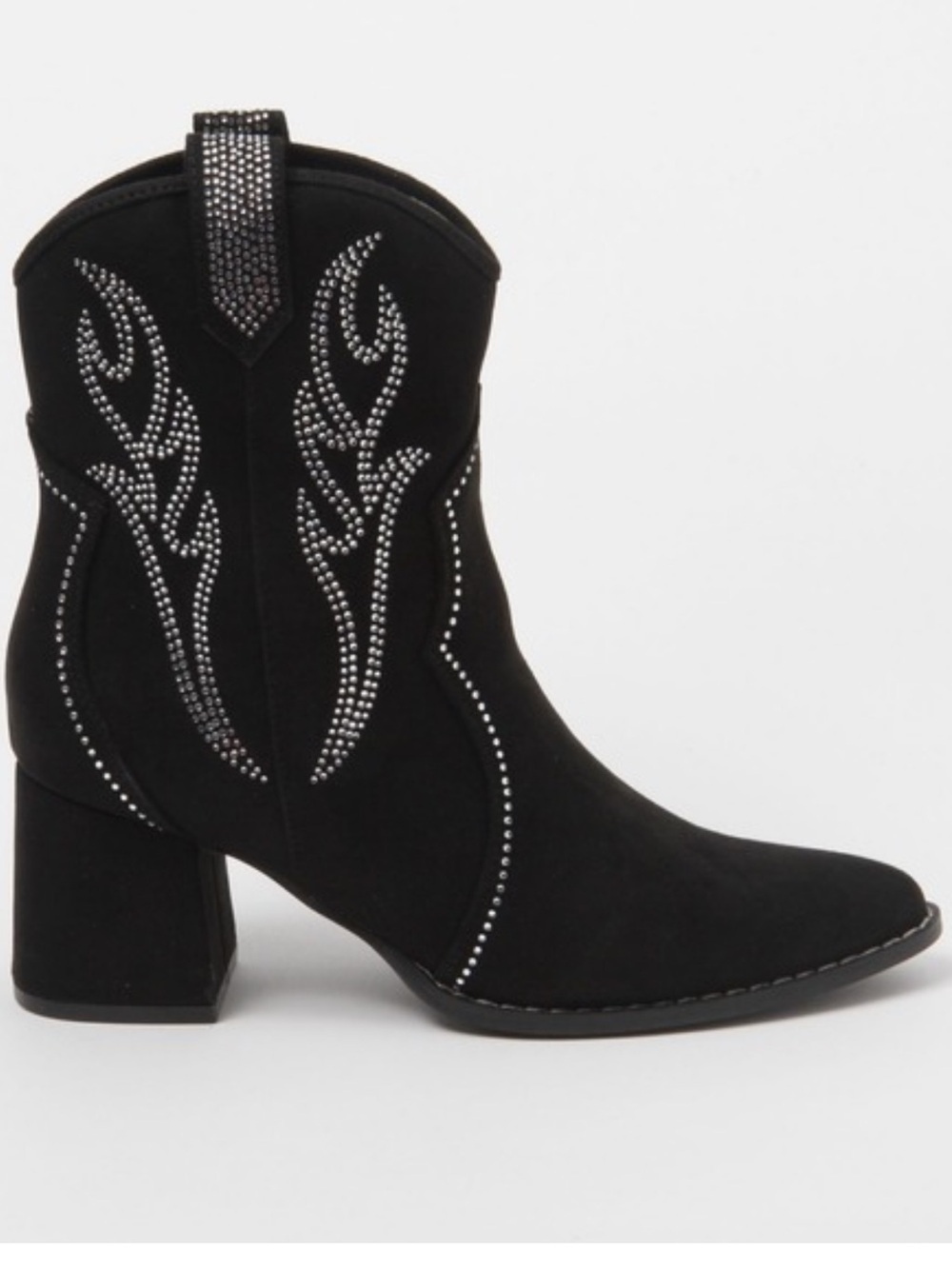Forever 21 black rhinestone detail cowboy ankle boots